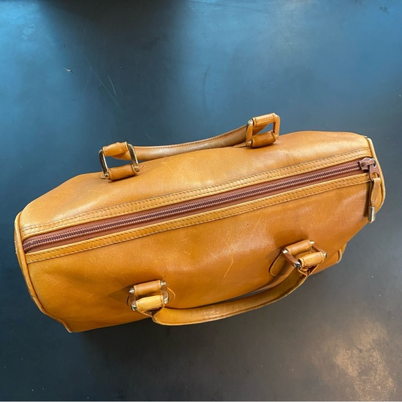 Vintage 1970s Saks Fifth Avenue Satchel Handbag Bag Tobacco Honey Brown Leather - Picture 12 of 17